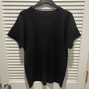 ISSEY MIYAKE HOMME PLISSE TEE SZ 3 Black SZ Mens M Womens XL.
